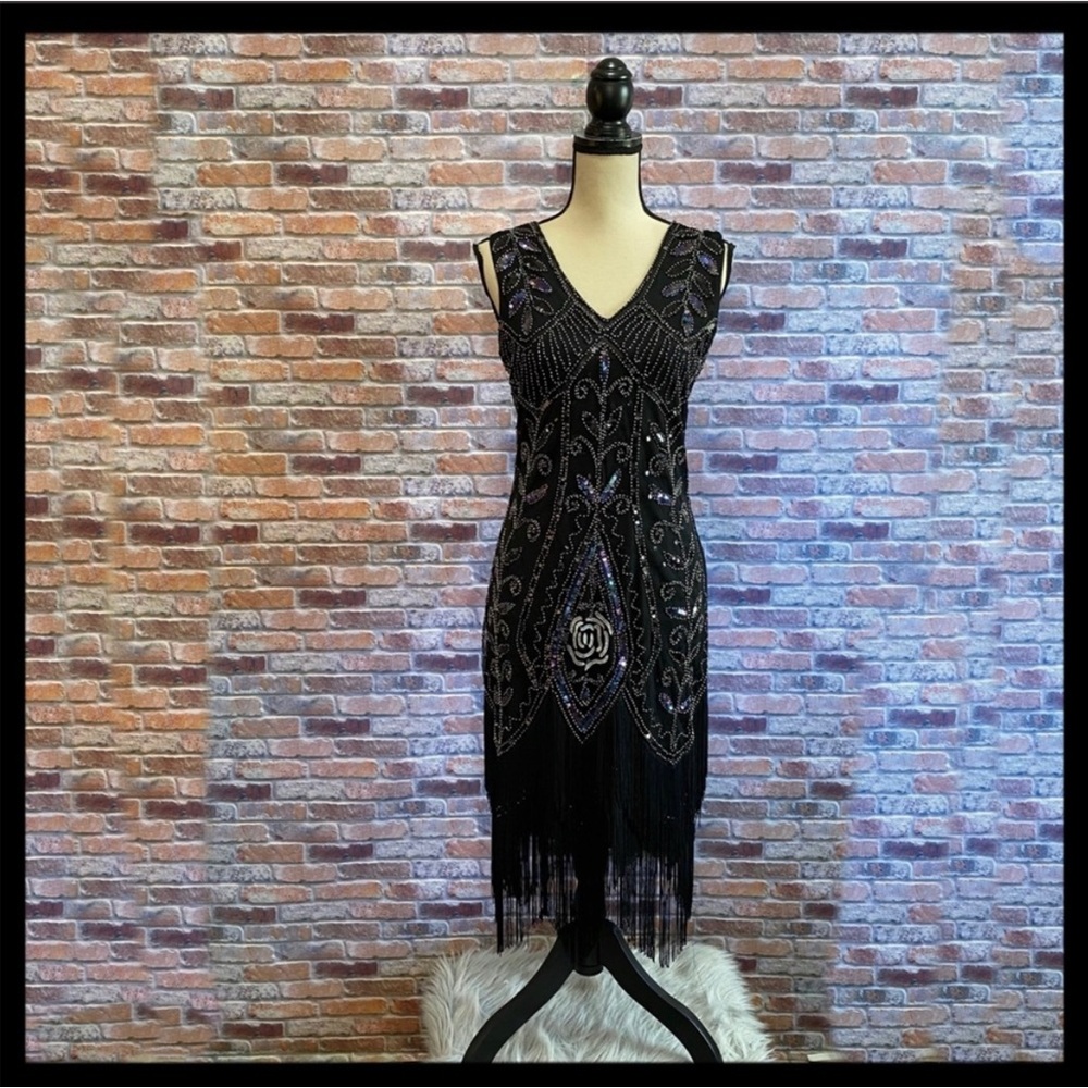Flapper Beaded Fringe Costume Dress